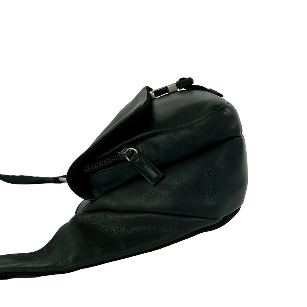 PRADA Black Leather Pochette Shoulder Bag - Picture 5 of 10